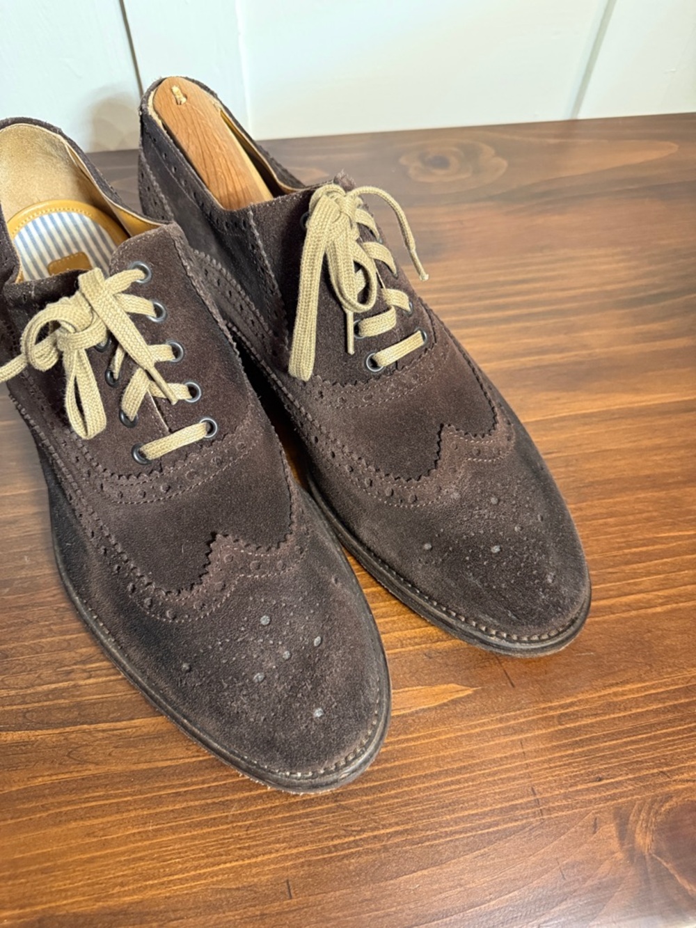 Men’s Bespoken Brown Suede Wingtip Oxfords Italy EU 43